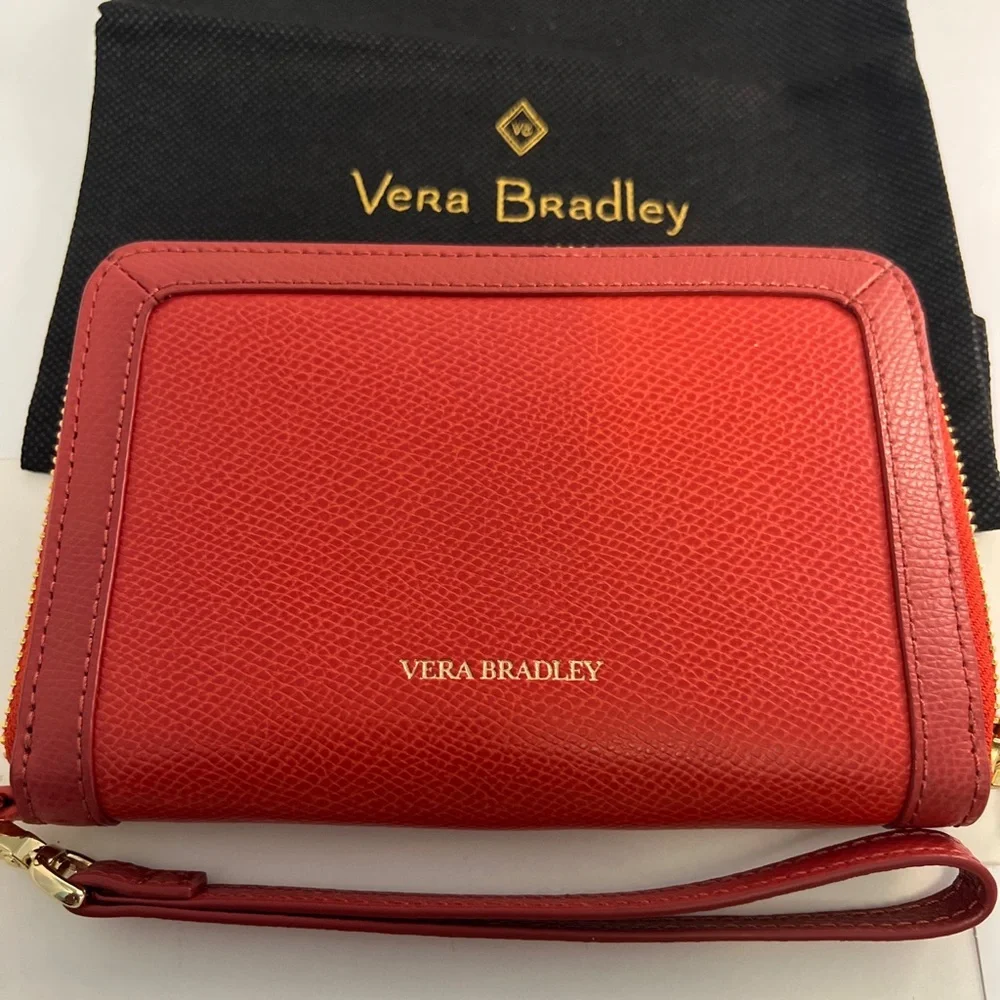 NEW - VERA BRADLEY LEATHER GRAB AND GO ZIP AROUND WRISTLET - Picture 3 of 7